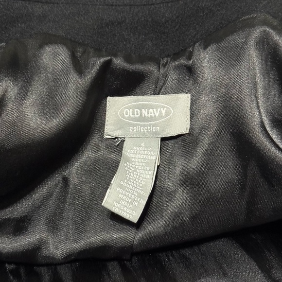 Old Navy Long Black Wool Coat w/ Single Button & Belted Closure, Pockets, Small - Picture 11 of 11